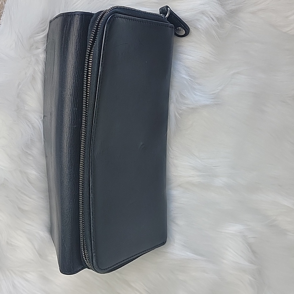 COACH VTG Smooth Black Leather Checkbook Insert Long Trifold Snap Closure Wallet - Picture 3 of 16